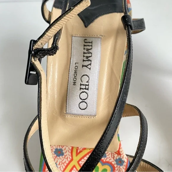 Jimmy Choo Black Leather Strappy Heels Sandals Vintage 90s Y2K Womens 38 - Picture 7 of 15
